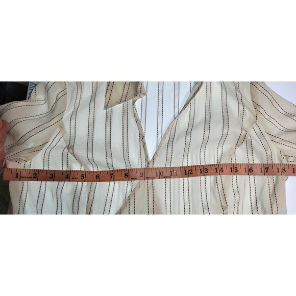 ANN TAYLOR LOFT TOP Top Womens SZ 8 Double-Breasted Button-Down Shirt Stripped W - Picture 8 of 10